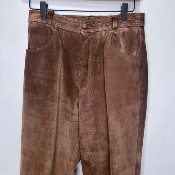 Danier Brown Suede Leather Straight Leg Pants Size 8 - Picture 3 of 16